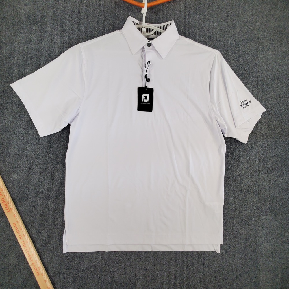 FootJoy Polo Shirt Mens Large ProDry Solid Lisle White Evan Williams Bourbon NEW